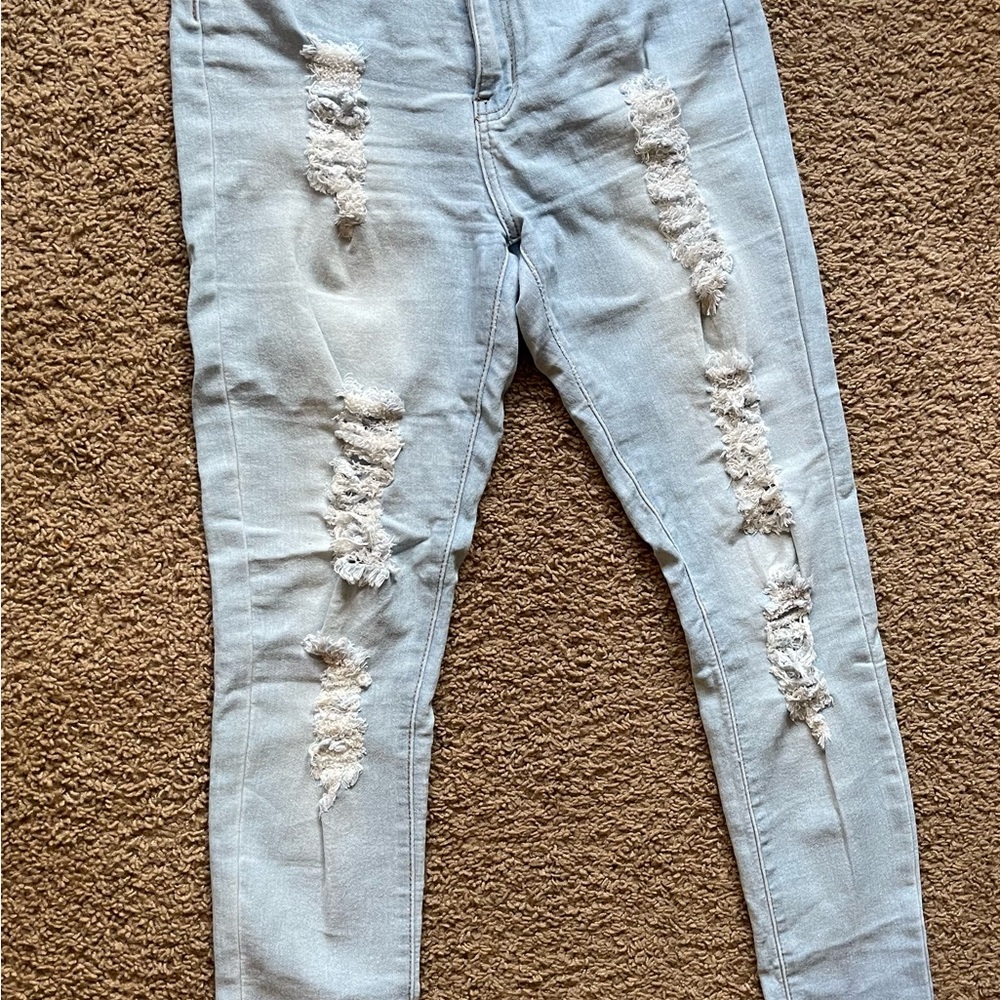 Light Blue Distressed Women's Jeans Fashionnova